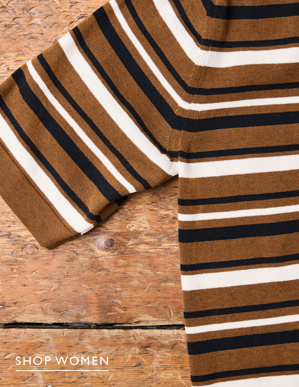Striped knit in warm brown, dark and cream tones from the women’s sale