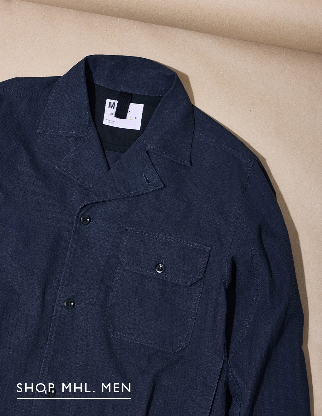 Navy utility jacket from the MHL. men’s sale collection