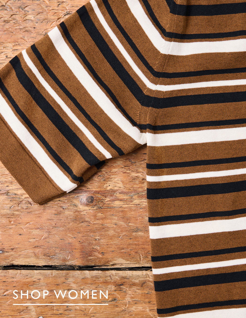 Striped knit in warm brown, dark and cream tones from the women’s sale
