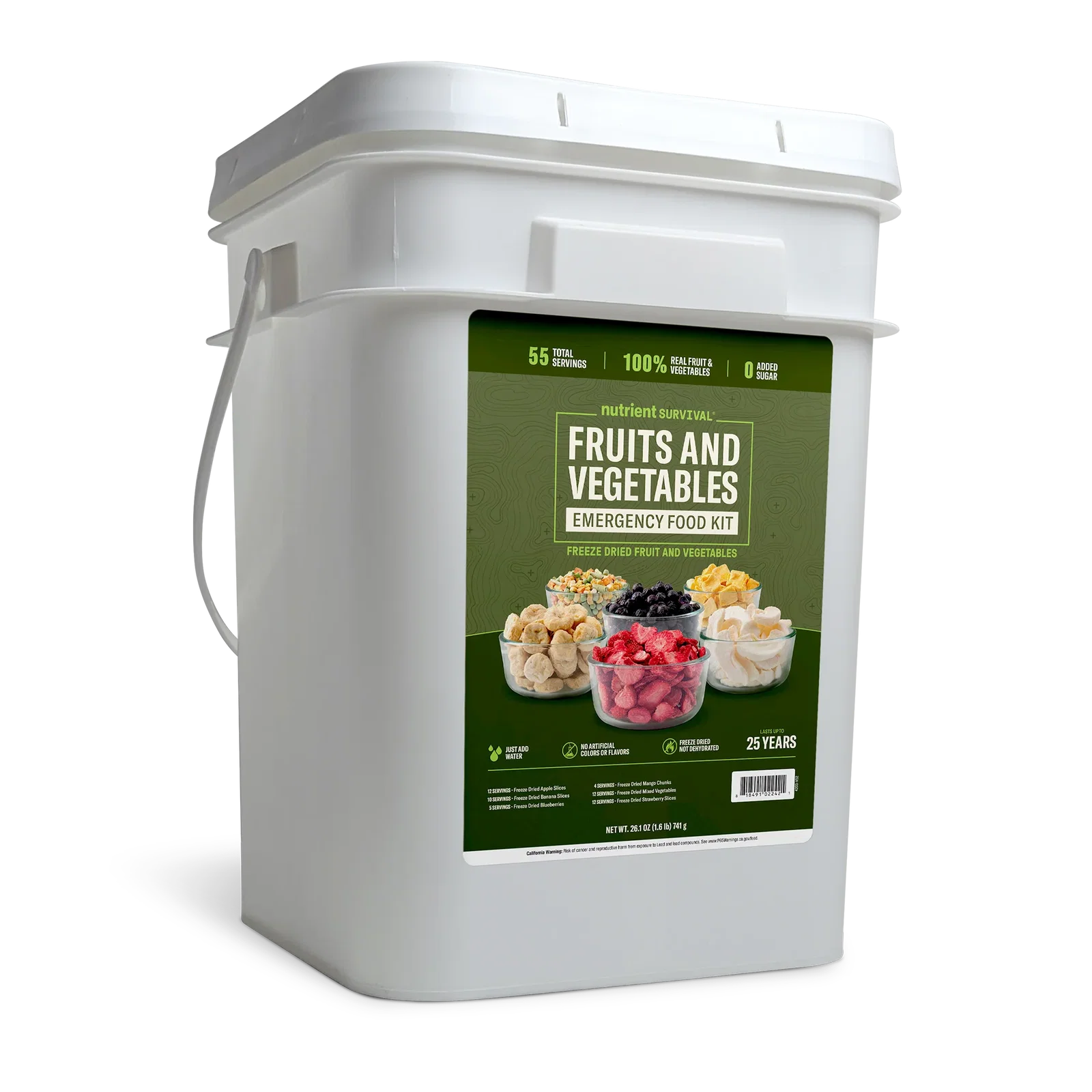 Image of Freeze Dried Fruits and Vegetables Emergency Food Bucket