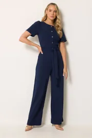 Tall Scuba Button Front Jumpsuit
