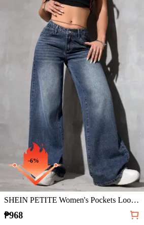 SHEIN PETITE Women s Pockets Loose...