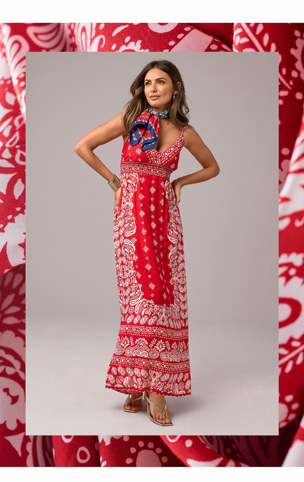 Print Maxi Dress with Empire Waistband