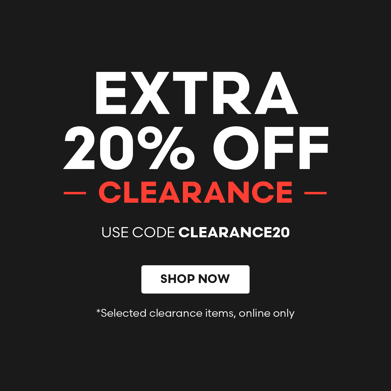 Clearance Banner Extra 20% off