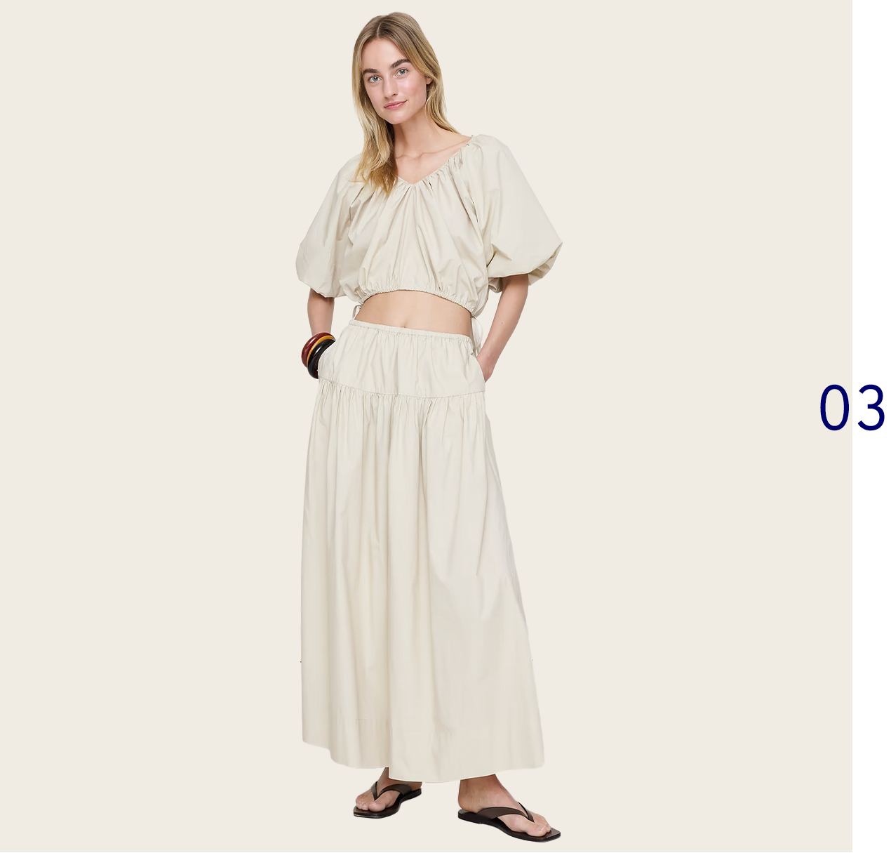 Tiered Cotton Poplin Maxi Skirt