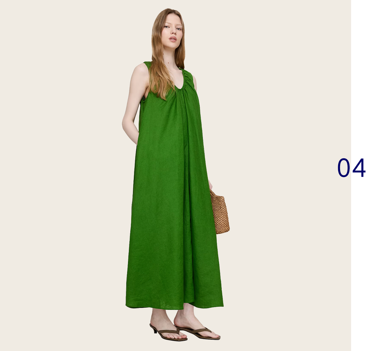 Linen Scoop-Neck Maxi Dress