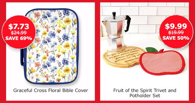 Graceful Cross Floral Bible Cover | Fruit of the Spirit Trivet and Potholder Set