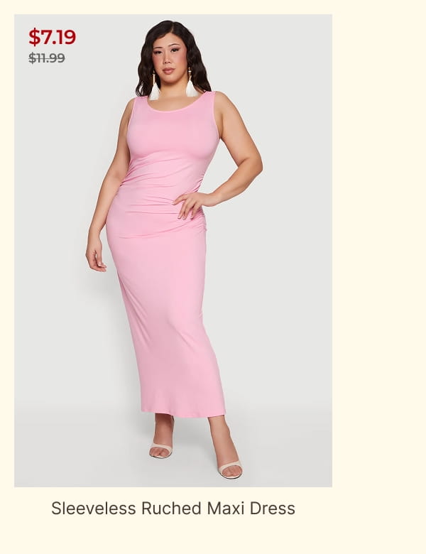 Shop Plus Size Sleeveless Ruched Maxi Dress