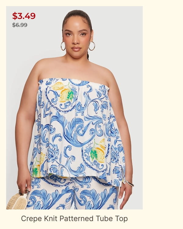Shop Plus Size Crepe Knit Patterned Tube Top