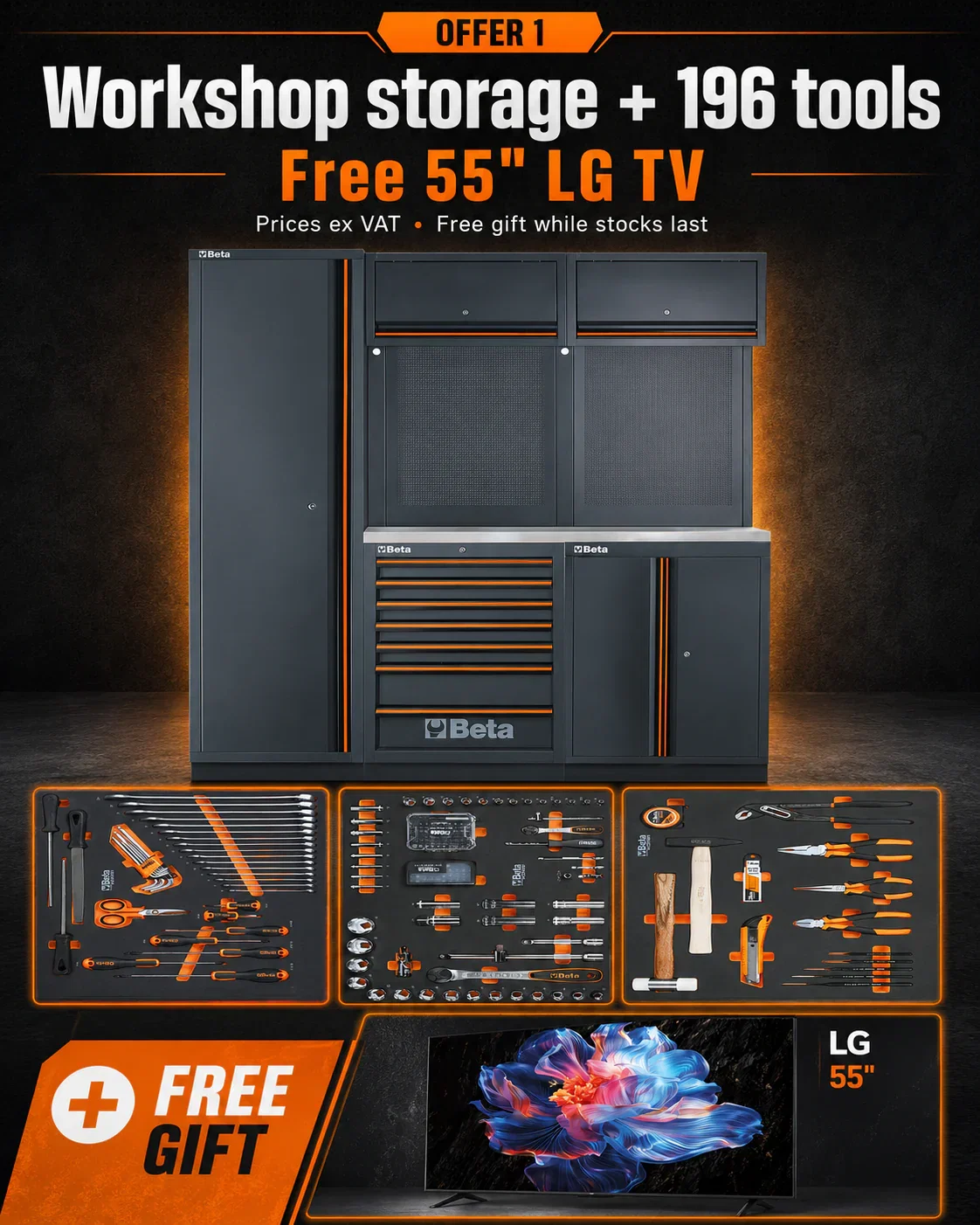 Beta C45PRO 2.0 B7X with 196 tools and free 55 inch LG TV