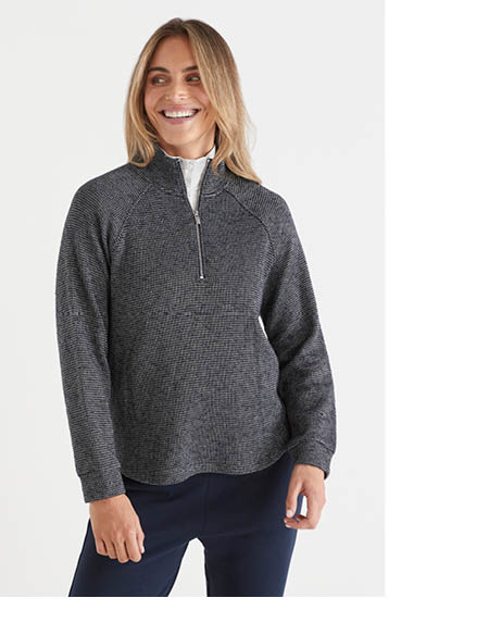 Textured Quarter Zip Top