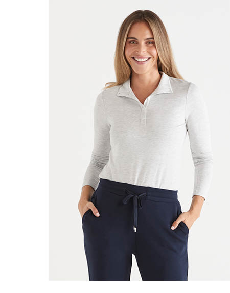 Henley Quarter Snap Closure Top