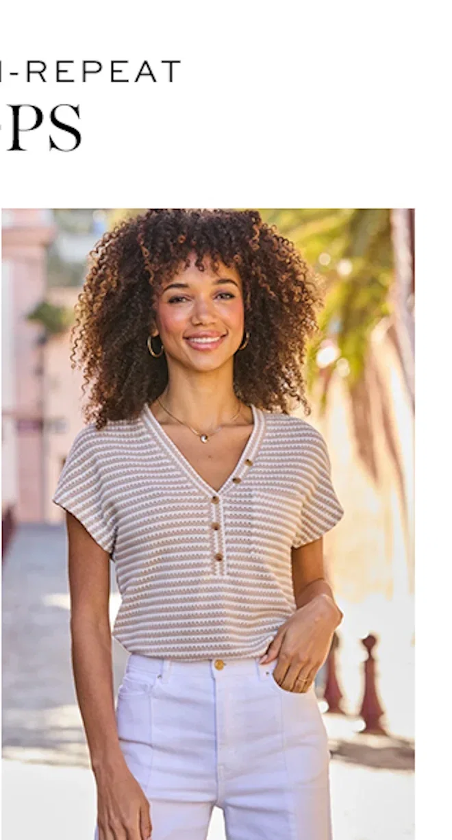 Taupe Stripe Textured Button Front Top