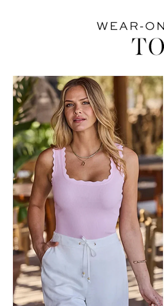 Pale Pink Scallop Edge Rib Vest