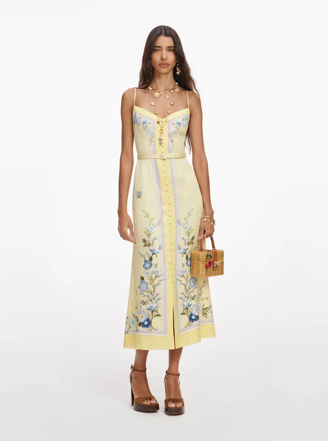YELLOW FLORAL MIDI DRESS