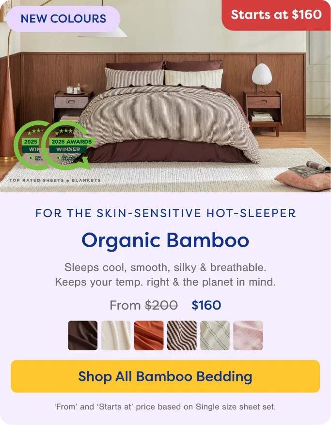 For the Skin-Sensitive Hot-Sleeper. Shop Bamboo Bedding.