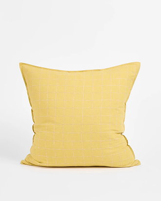 Check linen/cotton European pillowcase