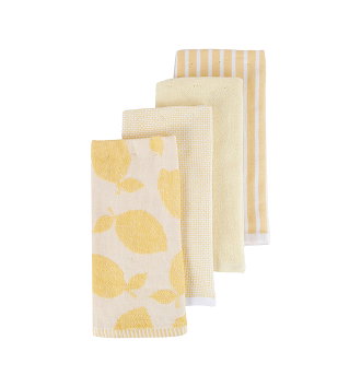 Anko 4 pack yellow lemon terry tea towels