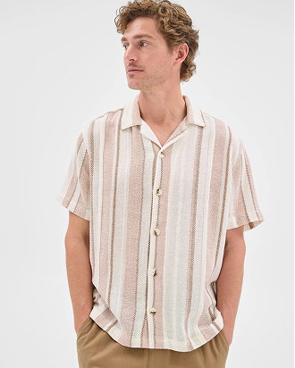 Textured stripe short sleeve shirt
