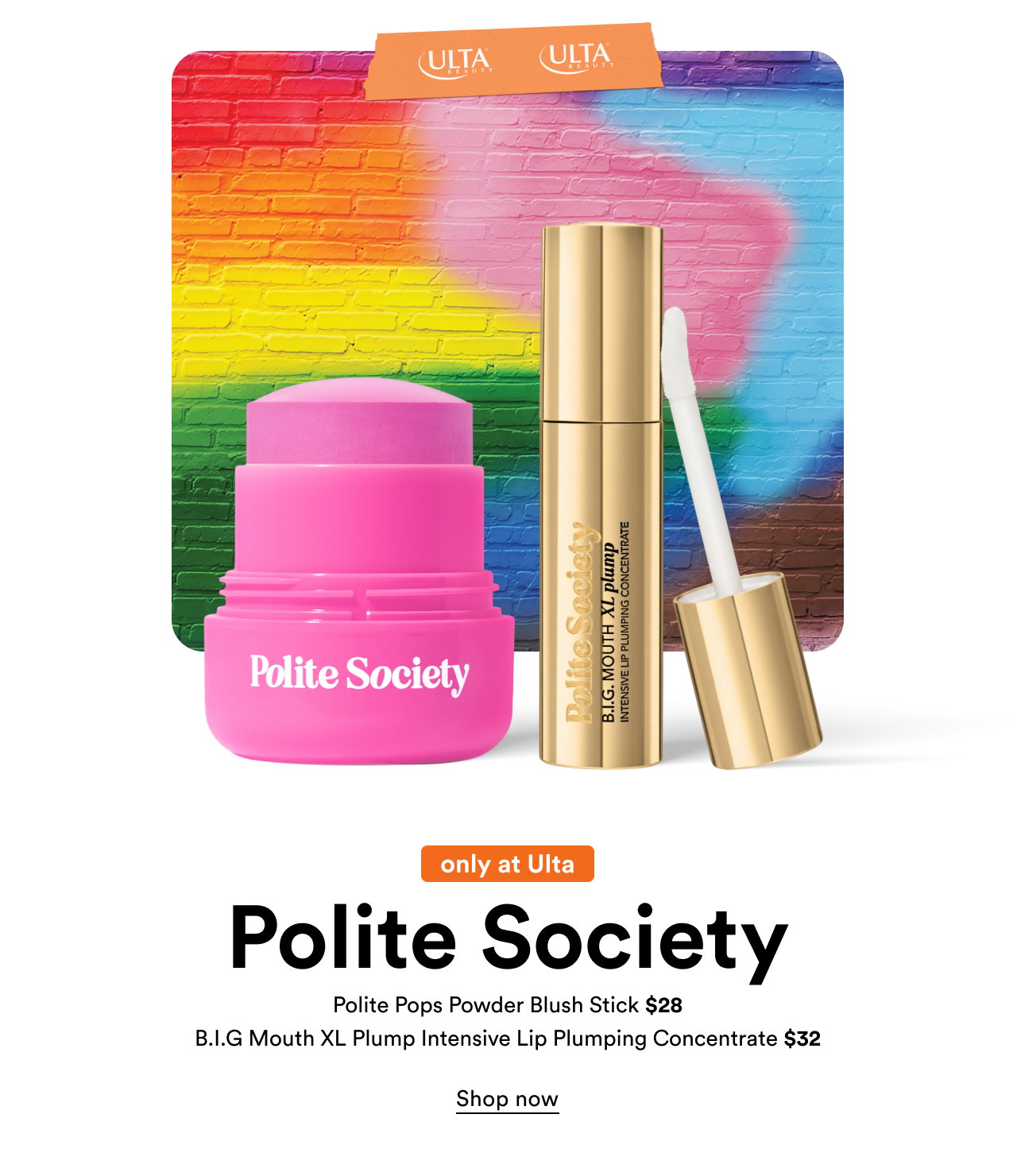 Only at Ulta | Polite society | Polite Pops Powder Blush Stick $28 | Shop now