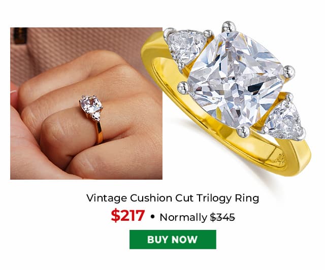 Vintage Cushion Cut Trilogy Ring Gold Clad