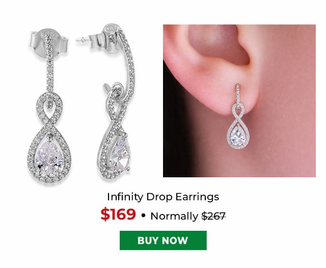 Infinity Drop Earrings Platinum Clad