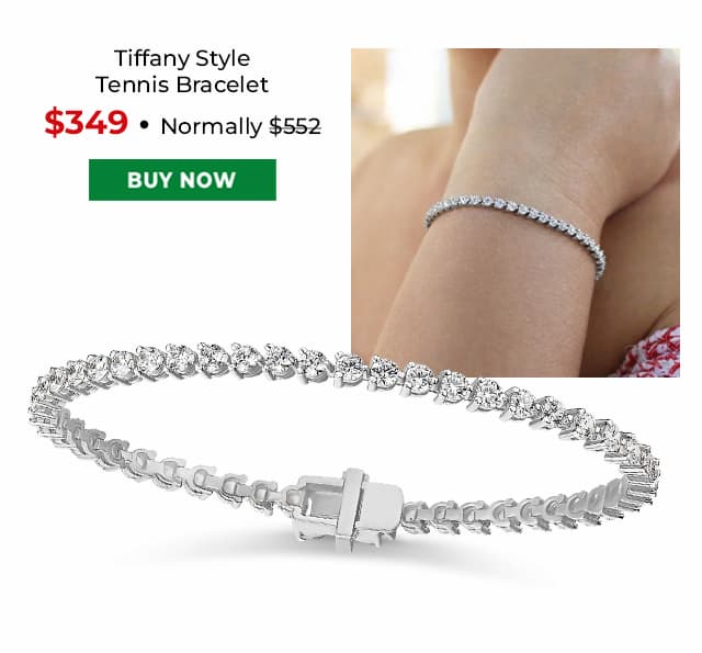 Tiffany Style Tennis Bracelet Platinum Clad