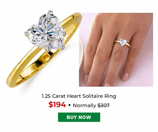 1 25 Carat Heart Solitaire Ring Gold Clad