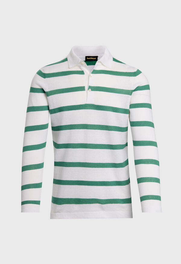 Image of LINEN & COTTON HORIZONTAL STRIPE POLO