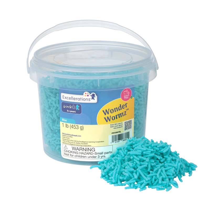 Excellerations® Wonder Wormz™ Sensory Tub - 1 lb Blue Wiggle Sensory Material