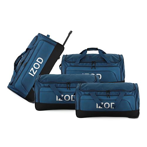 IZOD Katy 4pc Travel Duffel Luggage Set w/Wheels & Telescopic Handle