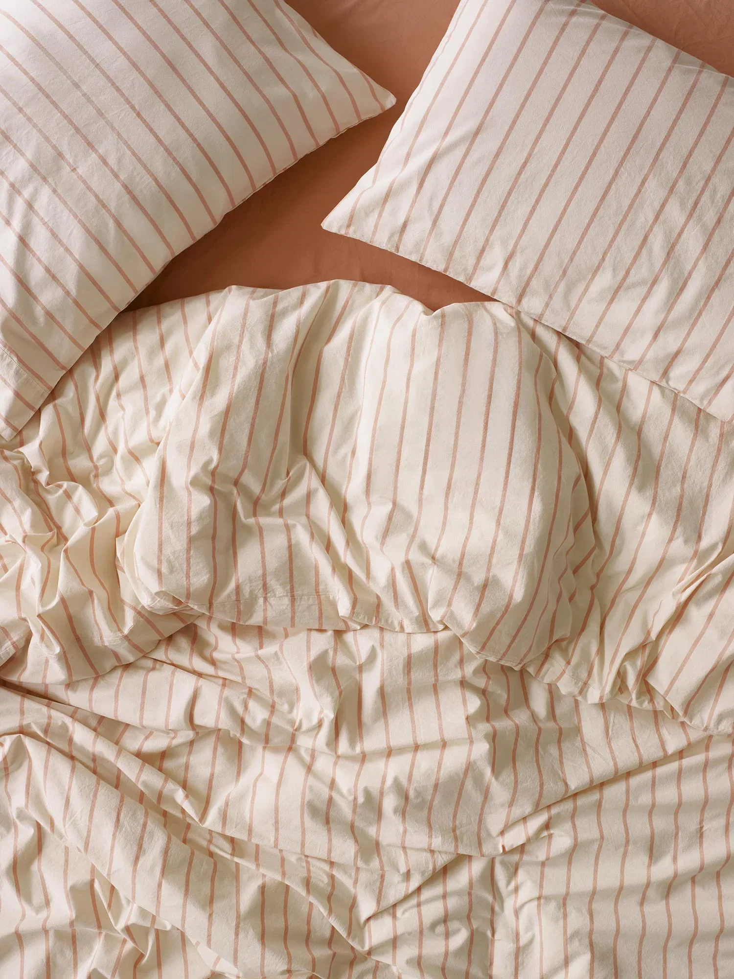 Image of Blush Pink Slumber Stripe Cotton Duvet Cover