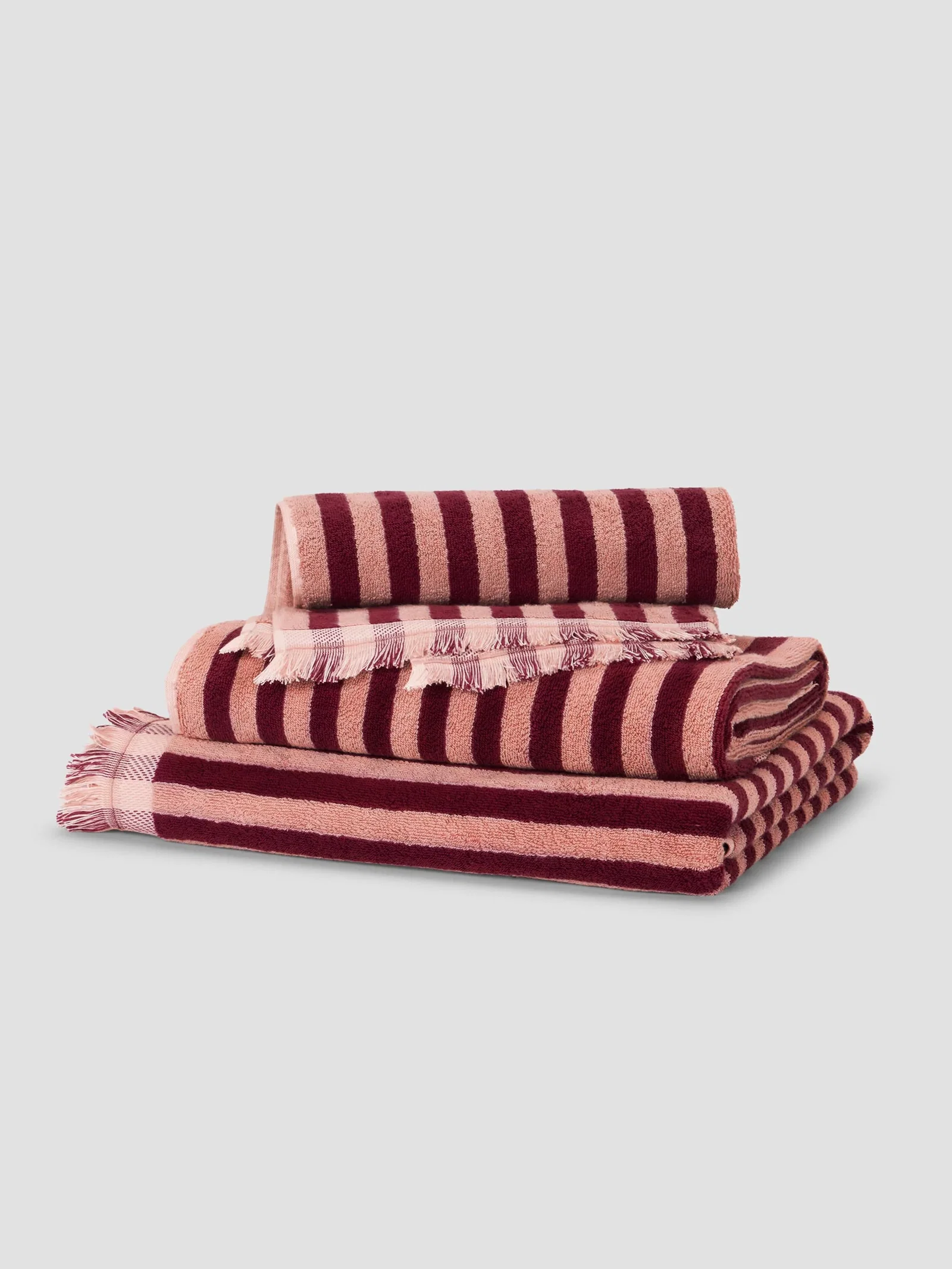 Image of Rhubarb & Rose Pembroke Stripe Cotton Towels