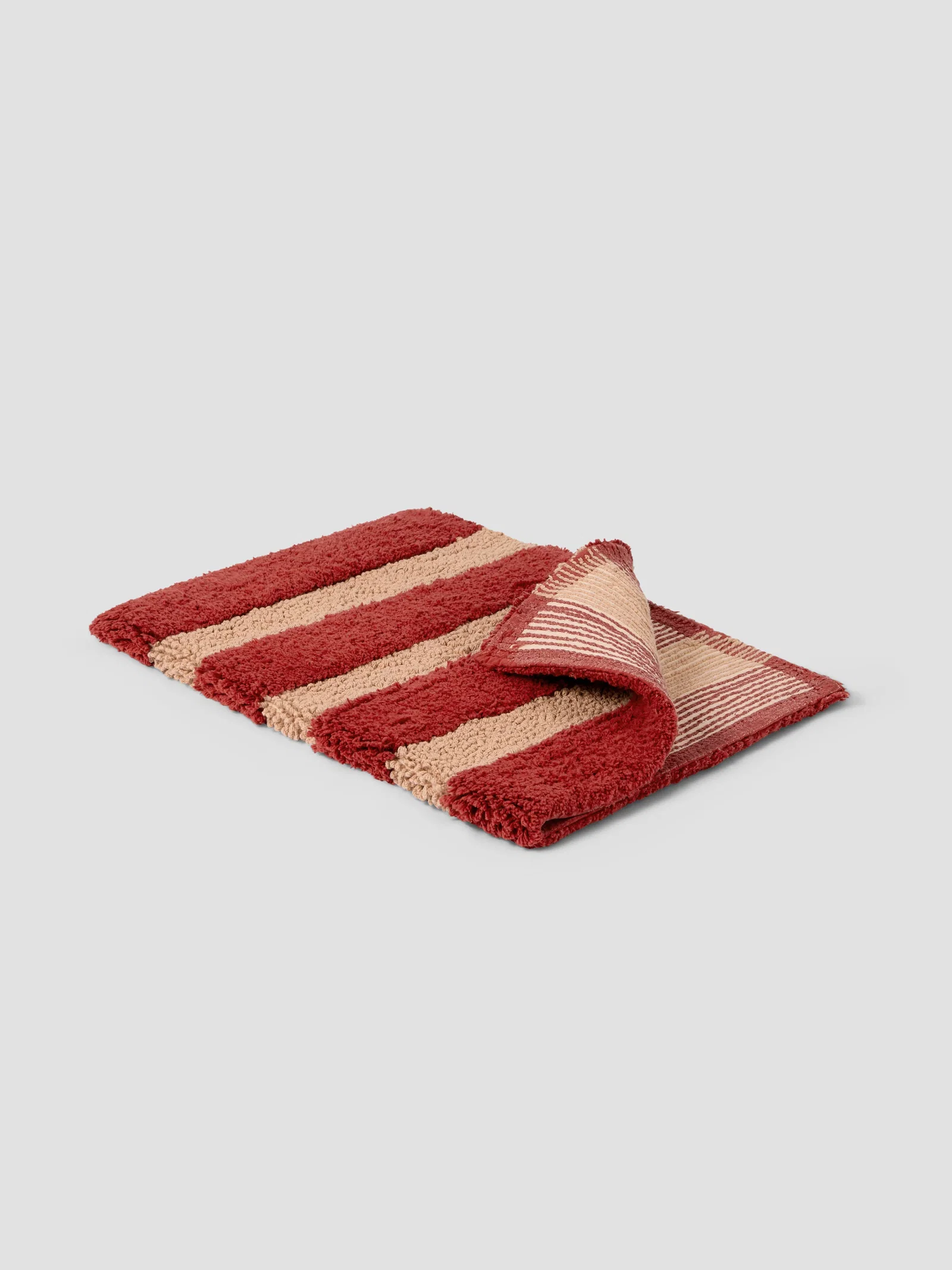 Image of Sandstone Red Pembroke Stripe Cotton Bath Mat