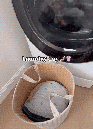 laundry day - An easy-to-carry hamper for laundry day.