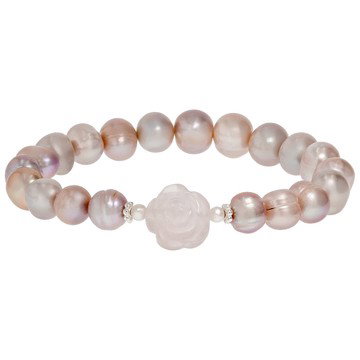 Pink Cultured Freshwater Pearl and Pink Quartz Stretch Bracelet