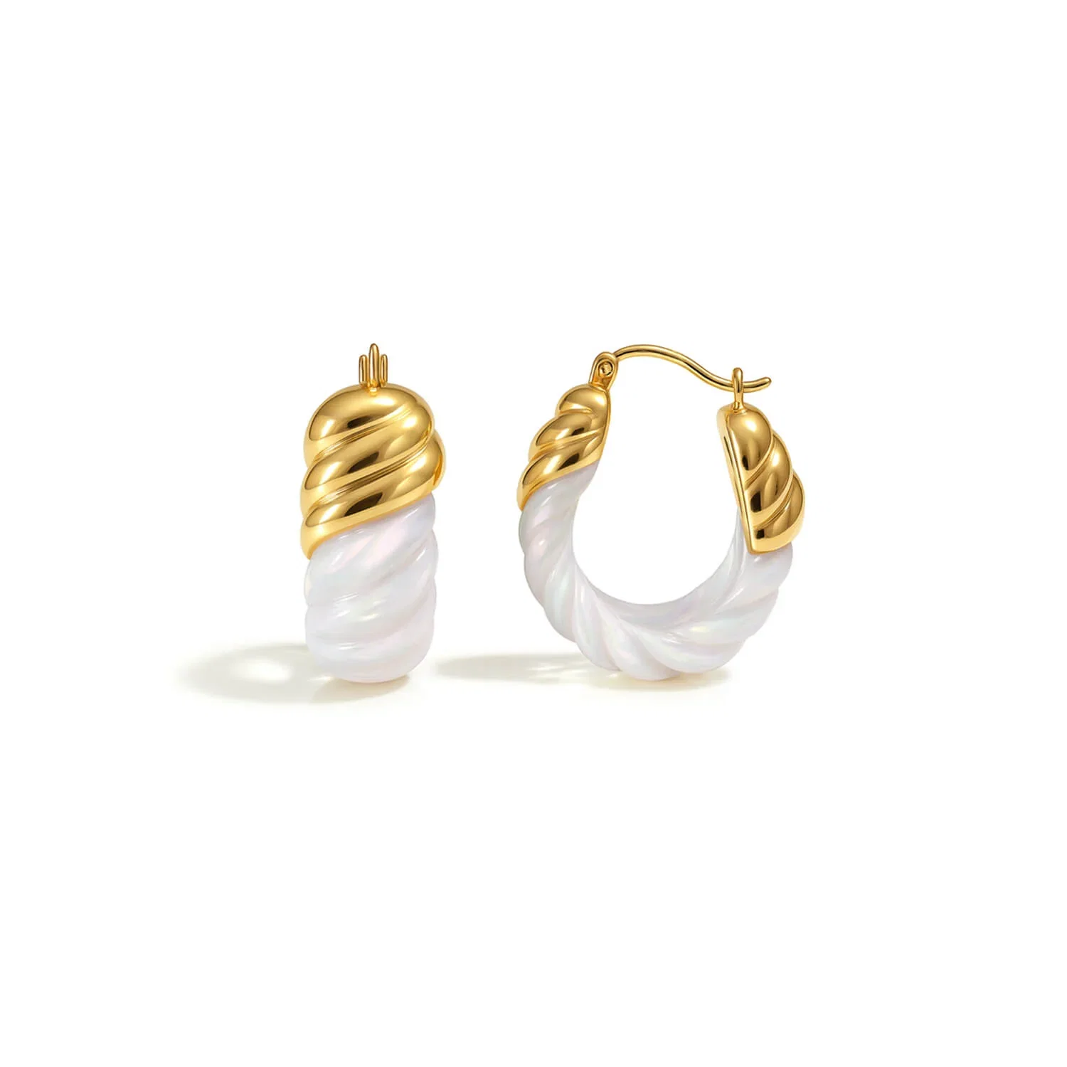 Image of Rope Shrimp Lucite Birthstone Hoop Earrings