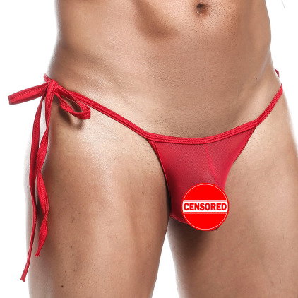 Sexy Boy Slip Bikini Résille Rouge