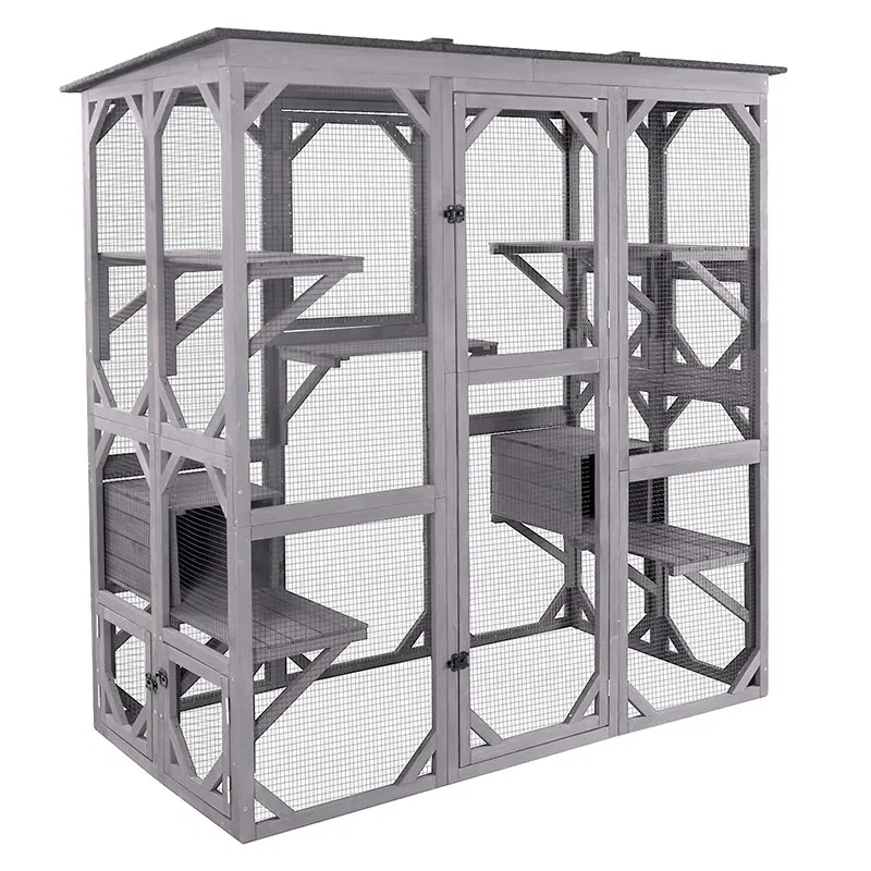Aivituvin Walk-in Cat Enclosure AIR37, 71.1" Extra Large Outdoor Catio, Connects to House