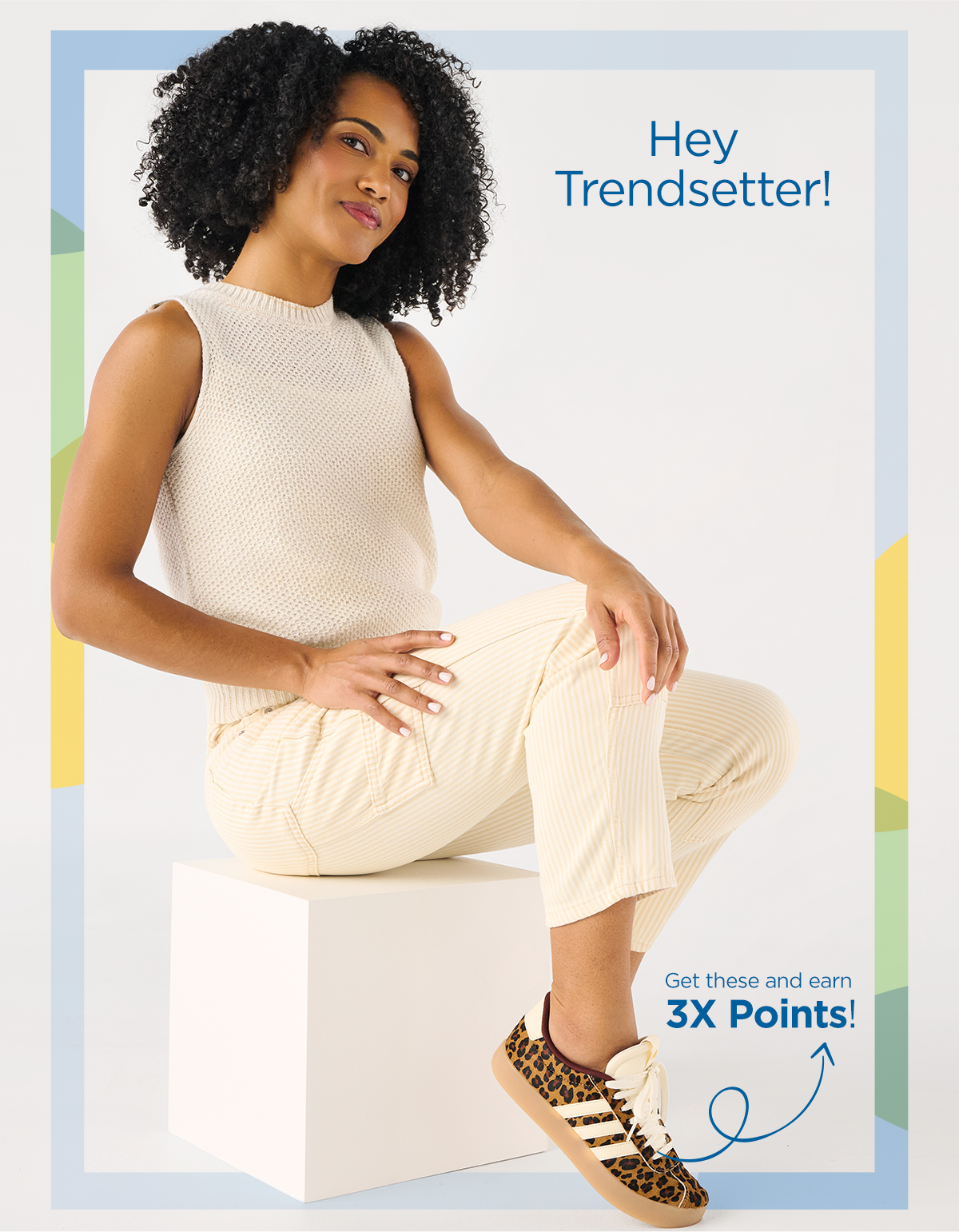 Hey Trendsetter! | Earn 3X Points on Adidas | Lifestyle Image of Adidas Animal Print Sneakers