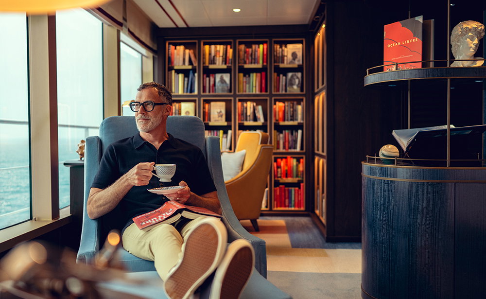 A man enjoying quiet time in the library