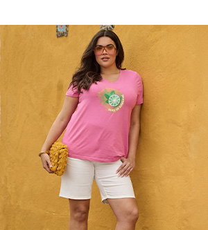 T-shirt, citroner, A-linjemodell, v-ringning, halvlång ärm