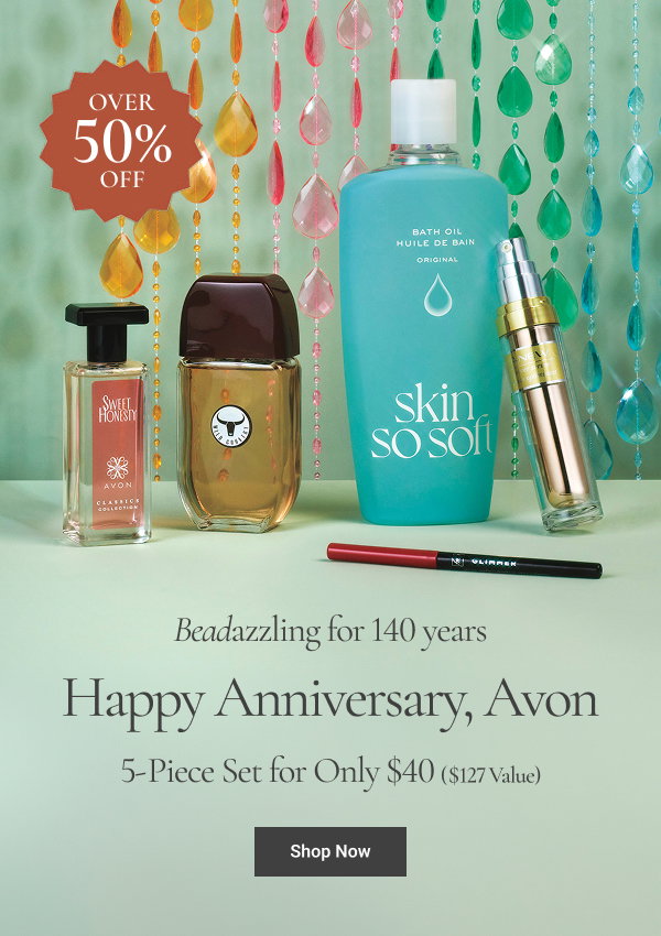 Happy Anniversary, Avon Beadazzling for 140 years Over 50% off 5-Piece Set Only $40 $127 Value 