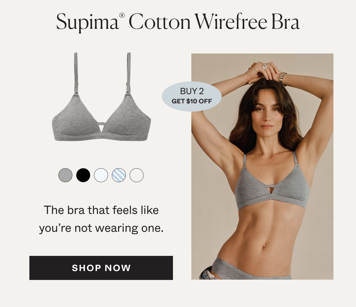 Supima® Cotton Wirefree Bra: Buy 2, Get $10 Off