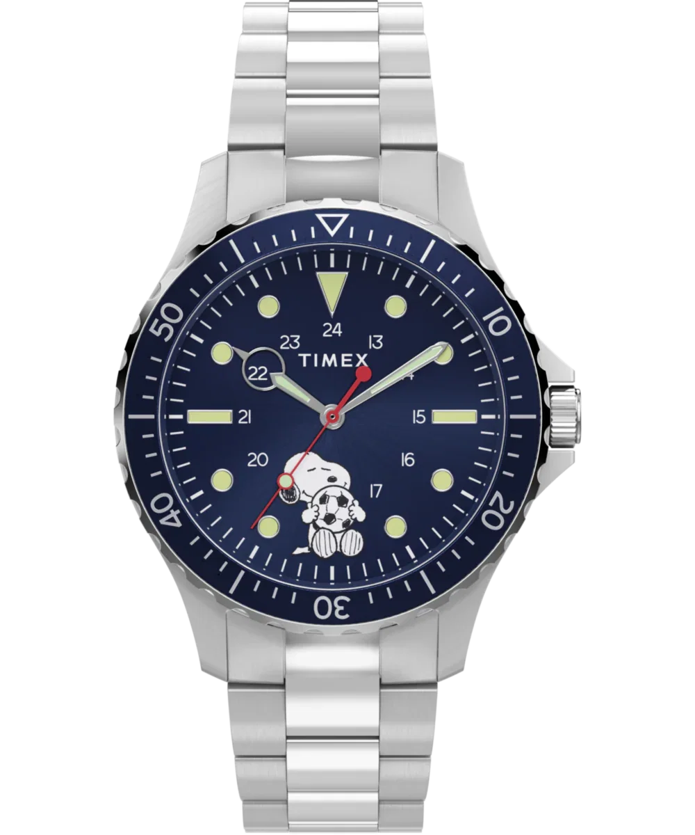 Image of Peanuts® x Timex Navi Snoopy Soccer 41mm Stainless Steel Bracelet Watch
