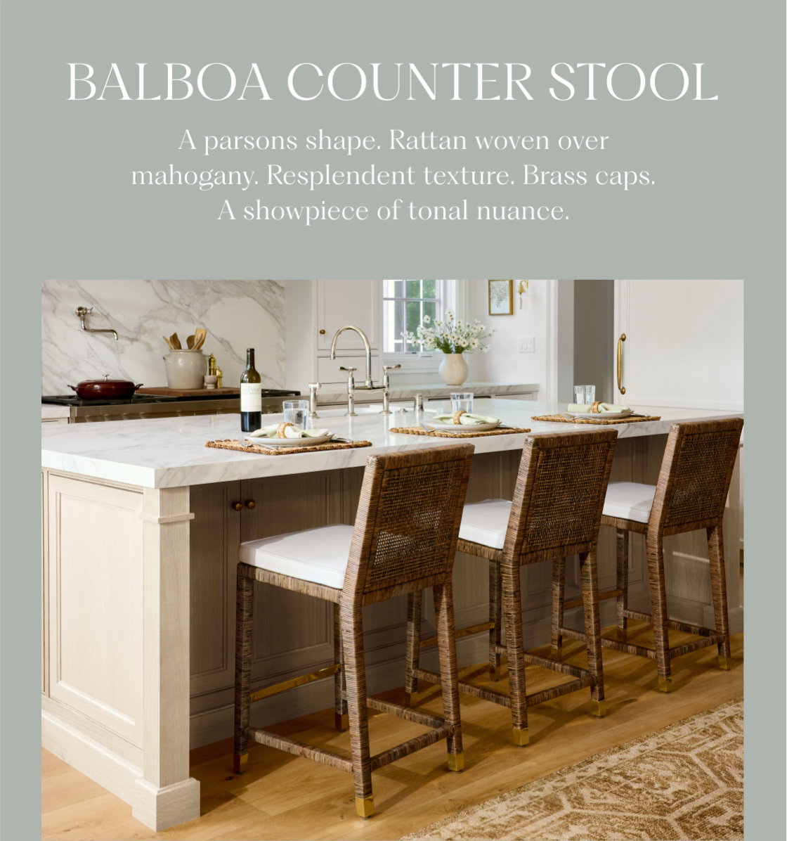 Balboa Rattan Counter Stool - Sepia