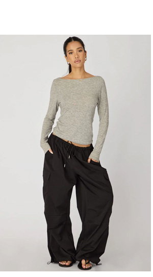 Black Cargo Pants Elasticated Waist