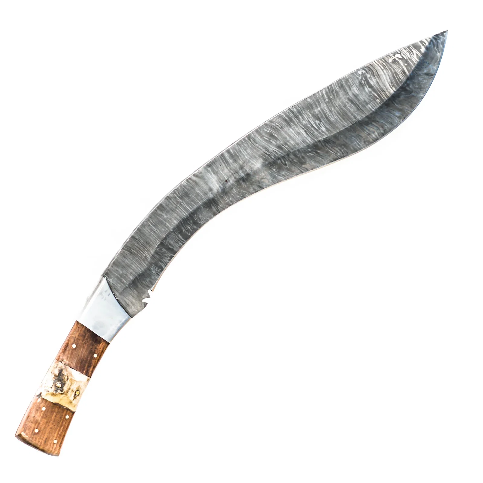 Image of Large Gurkha Kukri Knife-Handmade High Carbon Damascus Steel Machete/ Knife/ Sword- 21"