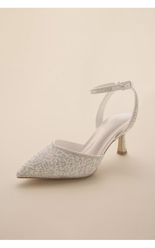 Pearl and Crystal Pointed Toe Pumps