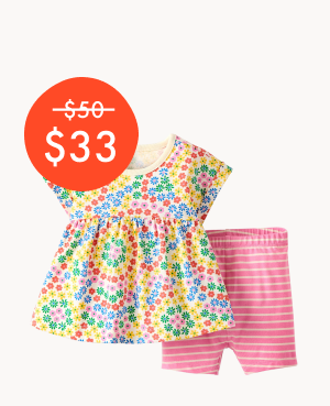 Baby Tunic Top & Shorts Set | Swirly Floral on Ecru